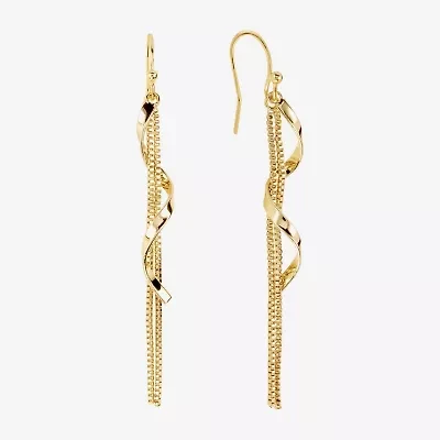 Silver Reflections Swirl Womens 14K Gold Over Brass Drop Earrings