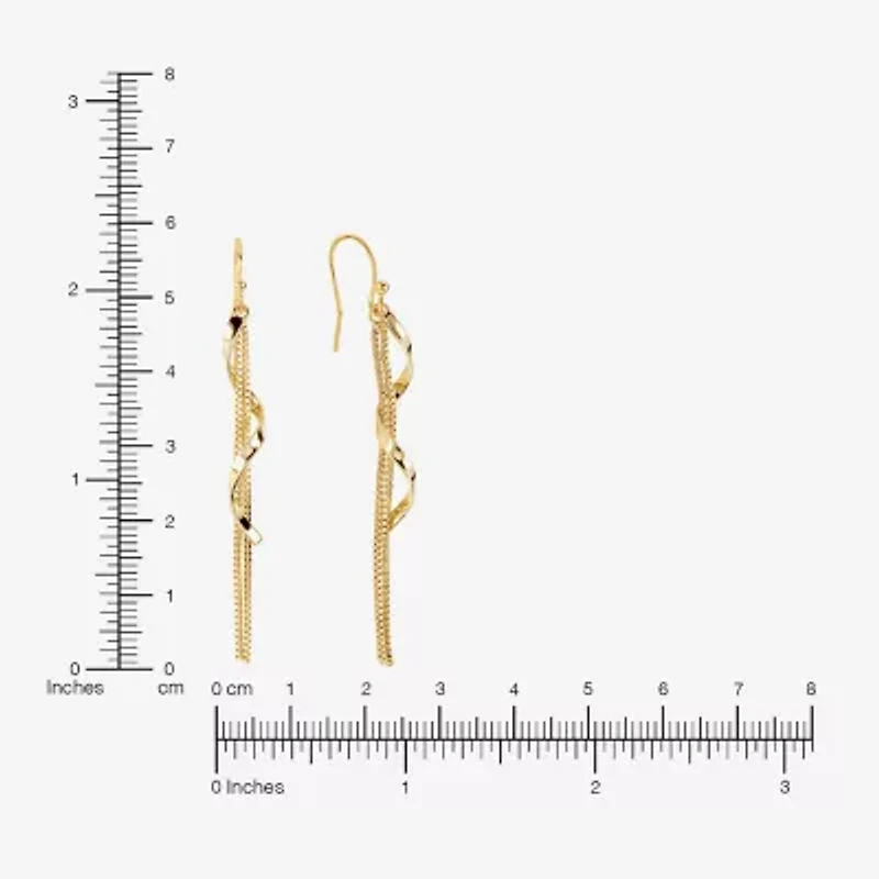 Silver Reflections Swirl Womens 14K Gold Over Brass Drop Earrings