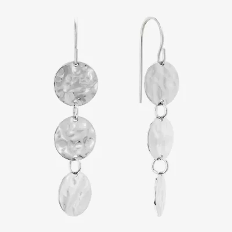 Silver Reflections Disc Womens Pure Silver Over Brass Drop Earrings