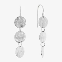 Silver Reflections Disc Womens Pure Silver Over Brass Drop Earrings