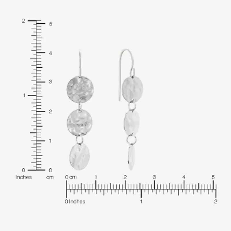 Silver Reflections Disc Womens Pure Silver Over Brass Drop Earrings