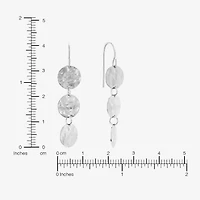 Silver Reflections Disc Womens Pure Silver Over Brass Drop Earrings