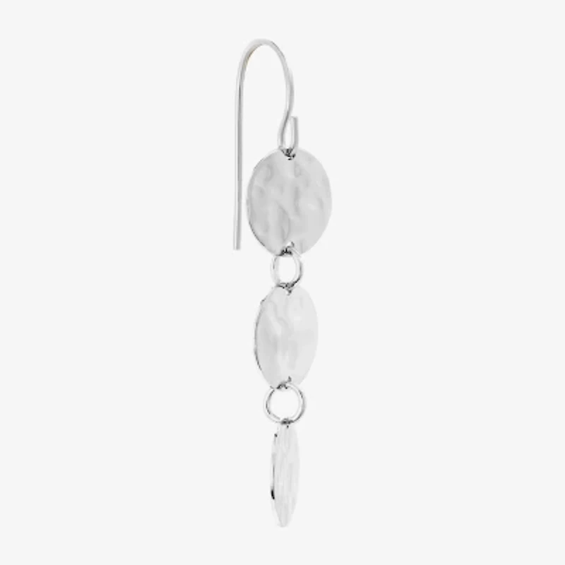 Silver Reflections Disc Womens Pure Silver Over Brass Drop Earrings