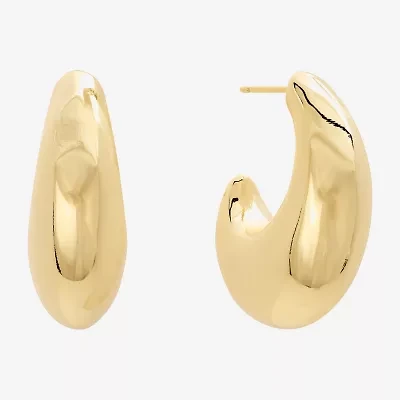 Silver Reflections Womens 14K Gold Over Brass 32mm Hoop Earrings