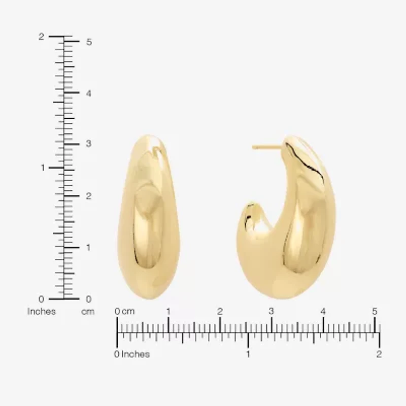 Silver Reflections Womens 14K Gold Over Brass 32mm Hoop Earrings