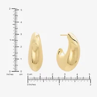 Silver Reflections Womens 14K Gold Over Brass 32mm Hoop Earrings
