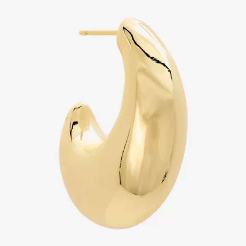 Silver Reflections Womens 14K Gold Over Brass 32mm Hoop Earrings