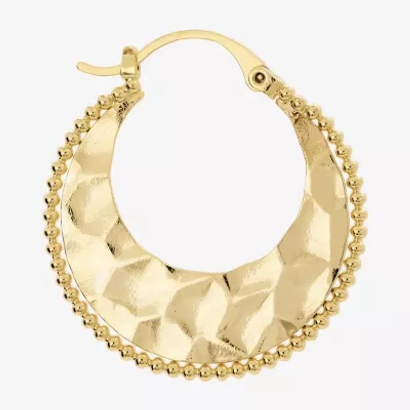 Silver Reflections Hammered Womens 14K Gold Over Brass 31.4mm Hoop Earrings