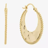 Silver Reflections Hammered Womens 14K Gold Over Brass 31.4mm Hoop Earrings