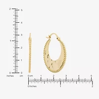 Silver Reflections Hammered Womens 14K Gold Over Brass 31.4mm Hoop Earrings