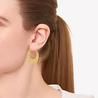 Silver Reflections Hammered Womens 14K Gold Over Brass 31.4mm Hoop Earrings