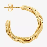 Silver Reflections Braided Womens 14K Gold Over Brass 25.6mm Hoop Earrings