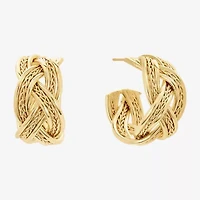 Silver Reflections Braided Womens 14K Gold Over Brass 25.6mm Hoop Earrings