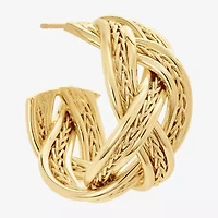 Silver Reflections Braided Womens 14K Gold Over Brass 25.6mm Hoop Earrings