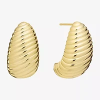 Silver Reflections Textured Womens 14K Gold Over Brass Drop Earrings