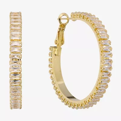 Sparkle Allure Womens Crystal 14K Gold Over Brass 39.6mm Hoop Earrings