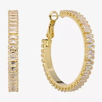 Sparkle Allure Womens Crystal 14K Gold Over Brass 39.6mm Hoop Earrings