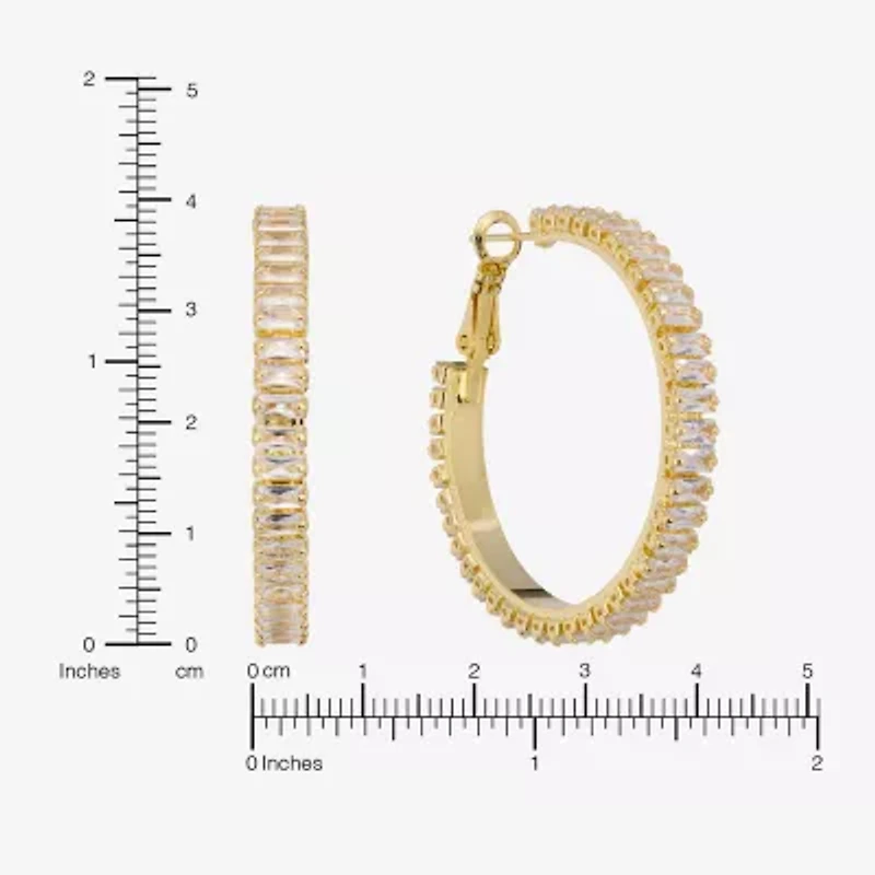 Sparkle Allure Womens Crystal 14K Gold Over Brass 39.6mm Hoop Earrings