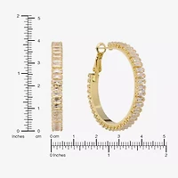Sparkle Allure Womens Crystal 14K Gold Over Brass 39.6mm Hoop Earrings