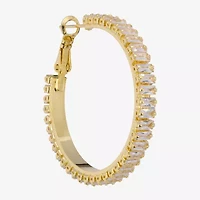 Sparkle Allure Womens Crystal 14K Gold Over Brass 39.6mm Hoop Earrings