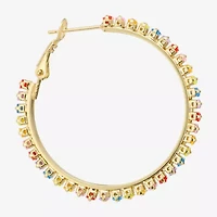 Sparkle Allure Womens Multi Color Crystal 14K Gold Over Brass 39.6mm Hoop Earrings