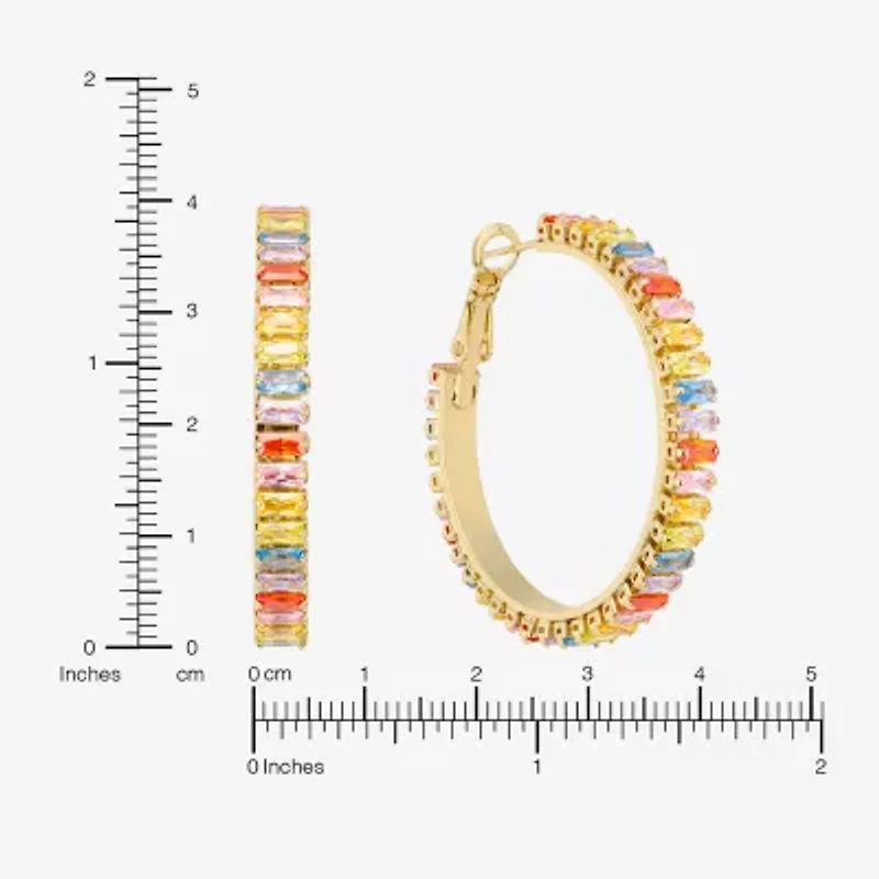 Sparkle Allure Womens Multi Color Crystal 14K Gold Over Brass 39.6mm Hoop Earrings