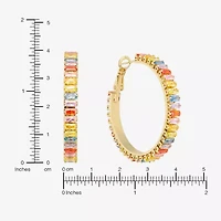 Sparkle Allure Womens Multi Color Crystal 14K Gold Over Brass 39.6mm Hoop Earrings