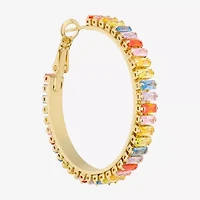 Sparkle Allure Womens Multi Color Crystal 14K Gold Over Brass 39.6mm Hoop Earrings