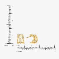 Sparkle Allure Triple Womens Cubic Zirconia 14K Gold Over Brass 12.4mm Hoop Earrings