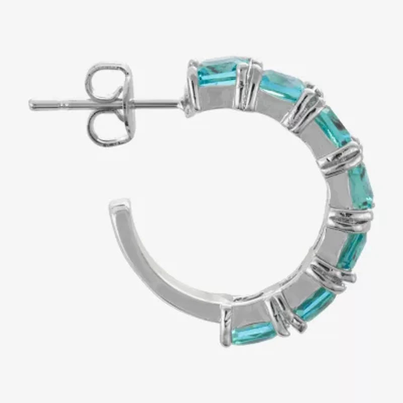 Sparkle Allure Womens Blue Crystal 18.2mm Hoop Earrings