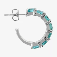 Sparkle Allure Womens Blue Crystal 18.2mm Hoop Earrings