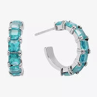 Sparkle Allure Womens Blue Crystal 18.2mm Hoop Earrings