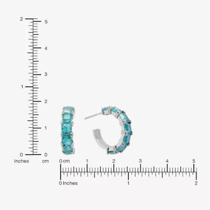 Sparkle Allure Womens Blue Crystal 18.2mm Hoop Earrings