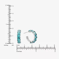 Sparkle Allure Womens Blue Crystal 18.2mm Hoop Earrings