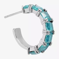 Sparkle Allure Womens Blue Crystal 18.2mm Hoop Earrings
