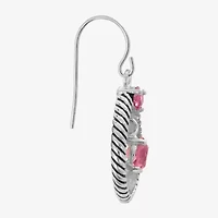 Sparkle Allure Womens Pink Crystal Pure Silver Over Brass Drop Earrings