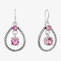 Sparkle Allure Womens Pink Crystal Pure Silver Over Brass Drop Earrings