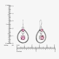 Sparkle Allure Womens Pink Crystal Pure Silver Over Brass Drop Earrings