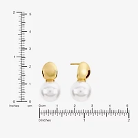 Sparkle Allure Womens White Simulated Pearl 14K Gold Over Brass Drop Earrings