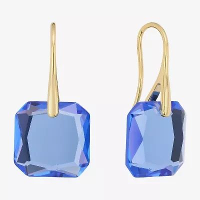 Sparkle Allure Womens Blue Glass 14K Gold Over Brass Drop Earrings