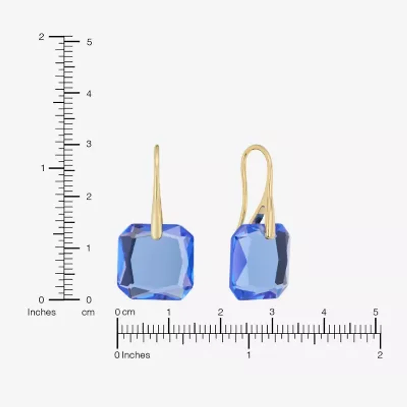Sparkle Allure Womens Blue Glass 14K Gold Over Brass Drop Earrings