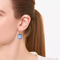 Sparkle Allure Womens Blue Glass 14K Gold Over Brass Drop Earrings