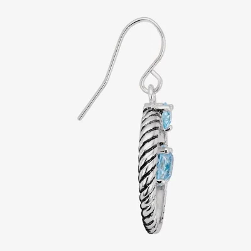 Sparkle Allure Womens Blue Crystal Pure Silver Over Brass Circle Drop Earrings