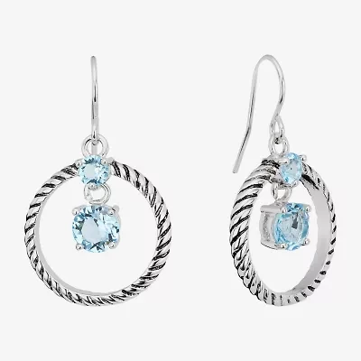 Sparkle Allure Womens Blue Crystal Pure Silver Over Brass Circle Drop Earrings