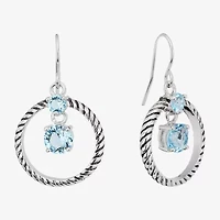Sparkle Allure Womens Blue Crystal Pure Silver Over Brass Circle Drop Earrings