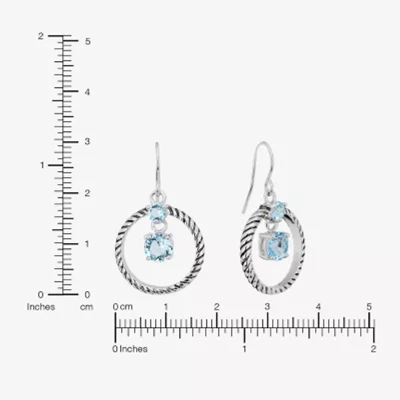 Sparkle Allure Womens Blue Crystal Pure Silver Over Brass Circle Drop Earrings