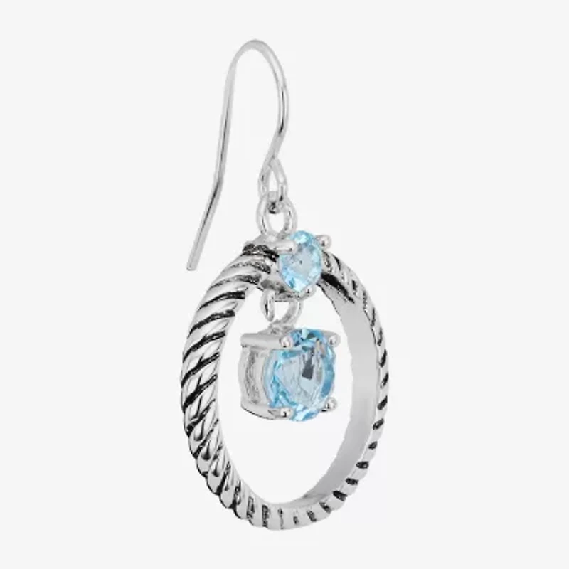 Sparkle Allure Womens Blue Crystal Pure Silver Over Brass Circle Drop Earrings