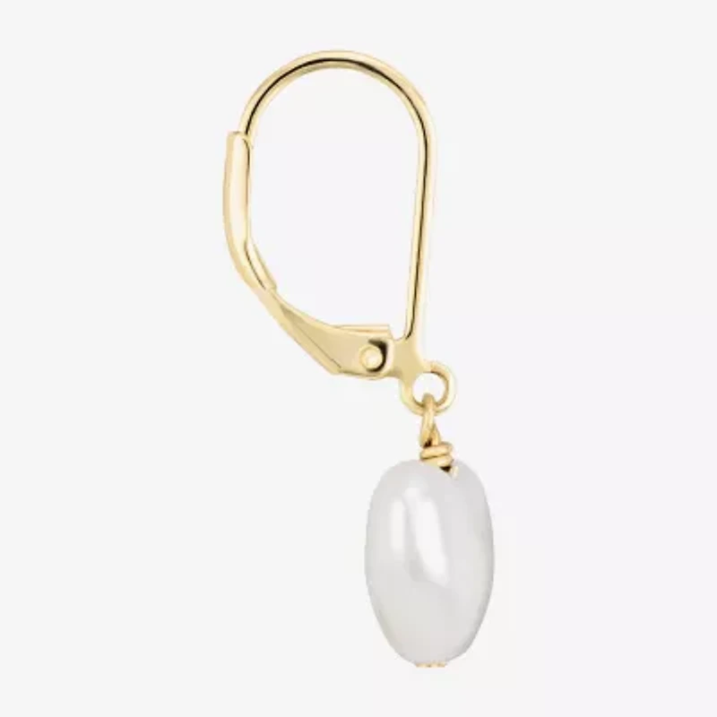 Sparkle Allure Womens White Simulated Pearl 14K Gold Over Brass Heart Drop Earrings