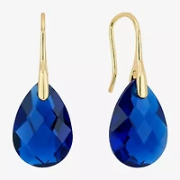 Sparkle Allure Womens Blue Crystal 14K Gold Over Brass Drop Earrings