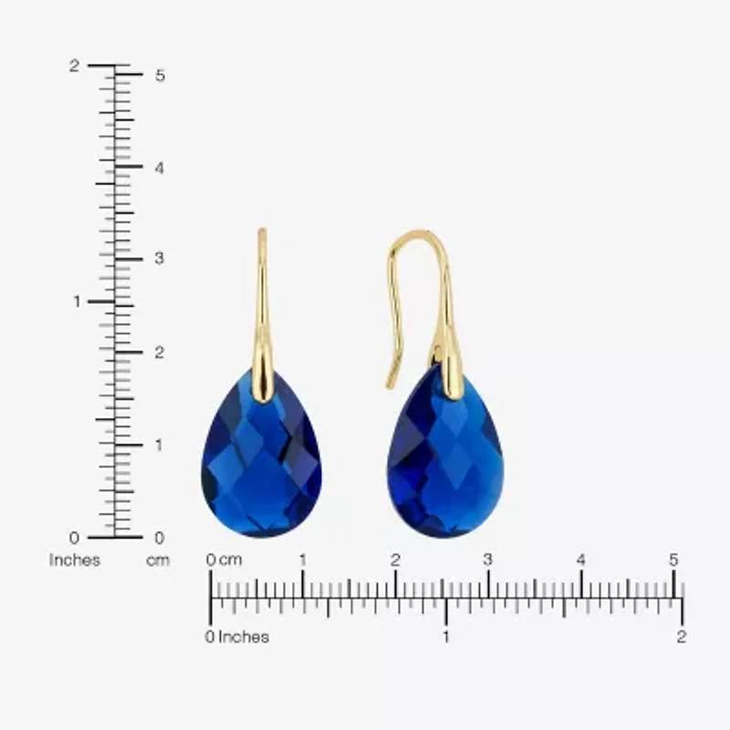 Sparkle Allure Womens Blue Crystal 14K Gold Over Brass Drop Earrings